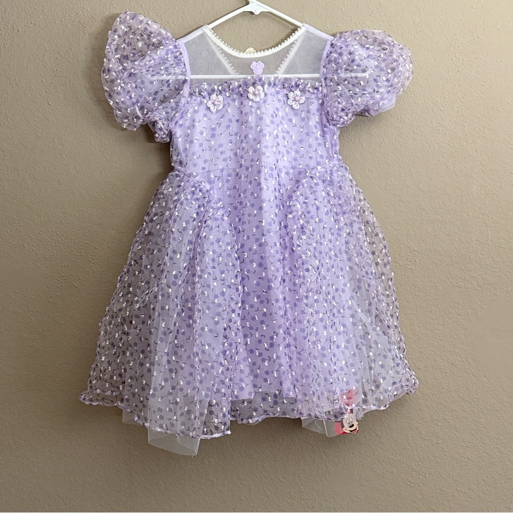 Disney Asia Purple NWT Minnie Mouse Organza Floral Dress Sz 7 US , 130-64 Asia